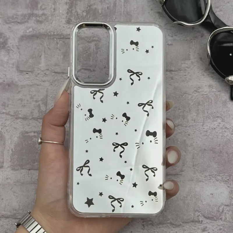 قاب گوشی Galaxy A34 سامسونگ اورجینال فانتزی سخت آینه ای لنز کرومی ایربگ دار طرح پاپیون کیوت کد E23-167343