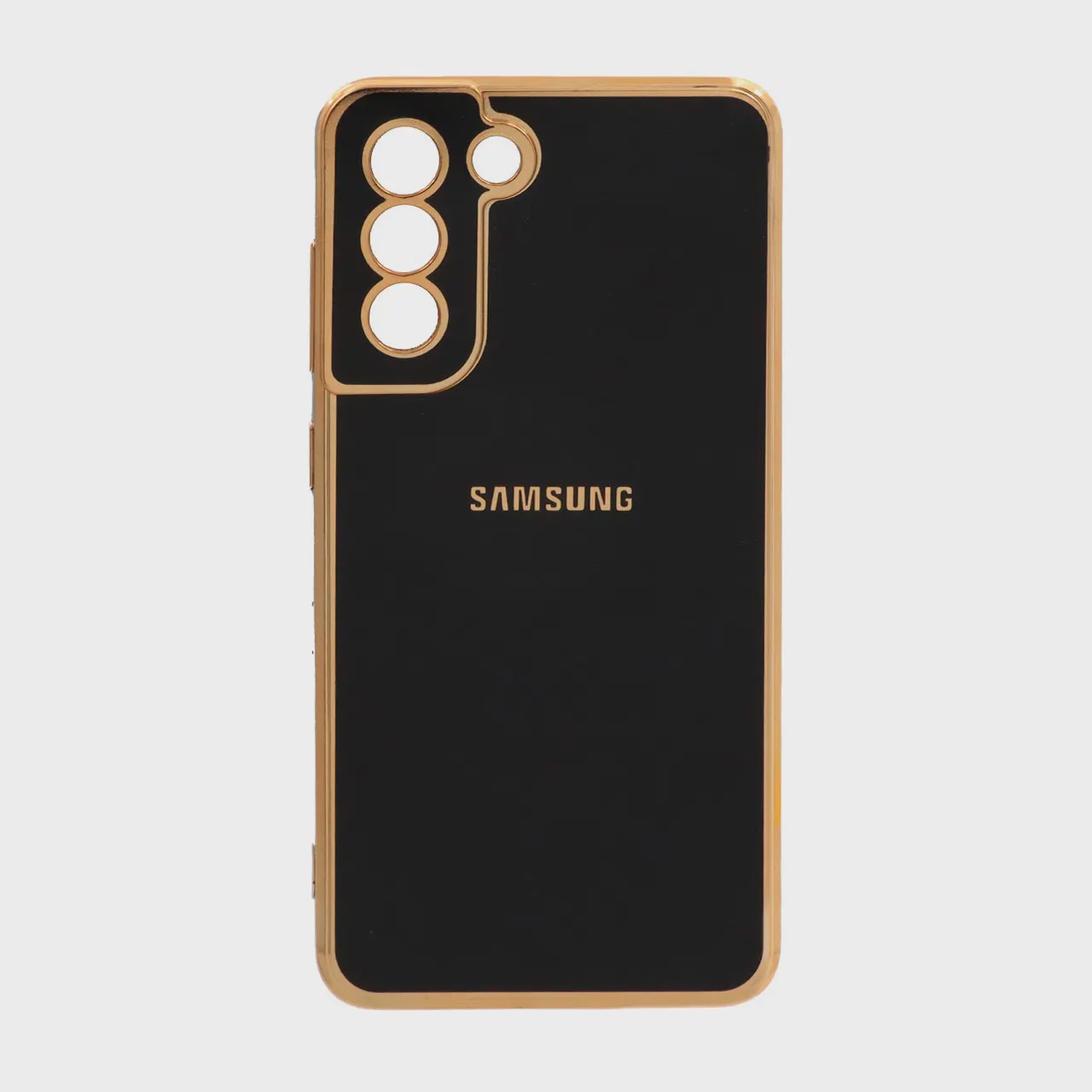 قاب گوشی Galaxy S21 FE سامسونگ طرح ژله ای مای کیس گلد لاین دور طلایی محافظ لنز دار مشکی کد 180913