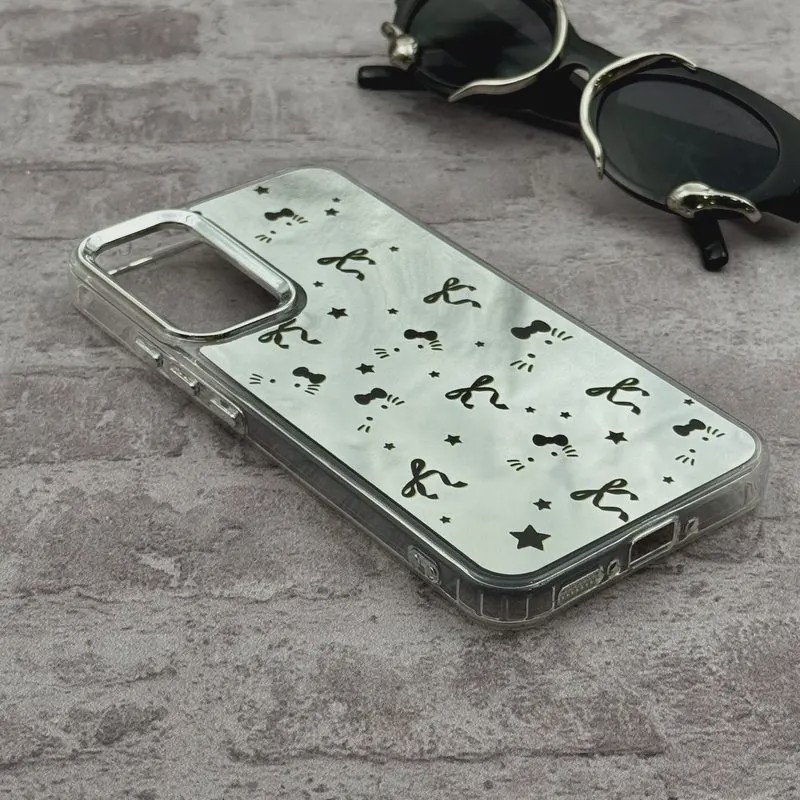 قاب گوشی Galaxy A34 سامسونگ اورجینال فانتزی سخت آینه ای لنز کرومی ایربگ دار طرح پاپیون کیوت کد E23-167343