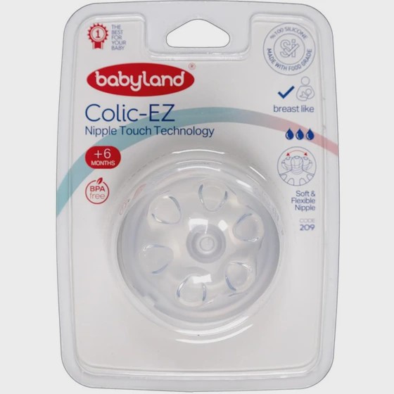 سرشیشه کولیک ایز 6 ماه به بالا بی بی لند کد 209 Baby Land Colic-EZ Nipple Touch Technology Code 209