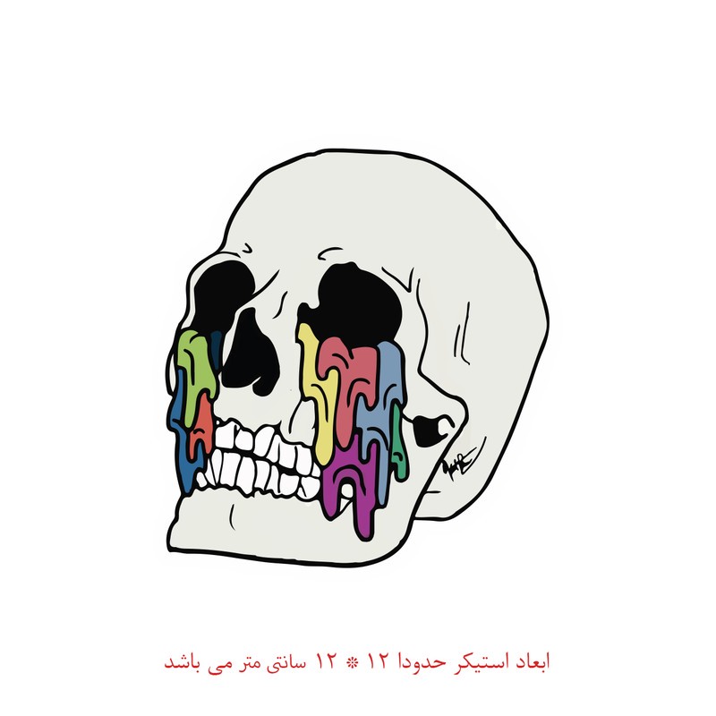 استیکر خودرو طرح جمجمه هنری کد 1807