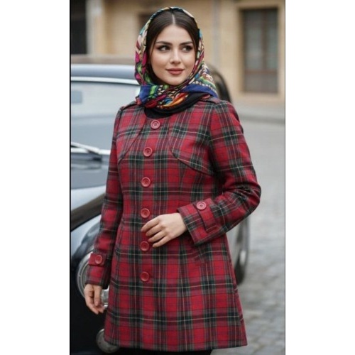 کت پالتویی وارداتی چهار خونه آستین دار کشمیری کد220 شیک و مدجدید