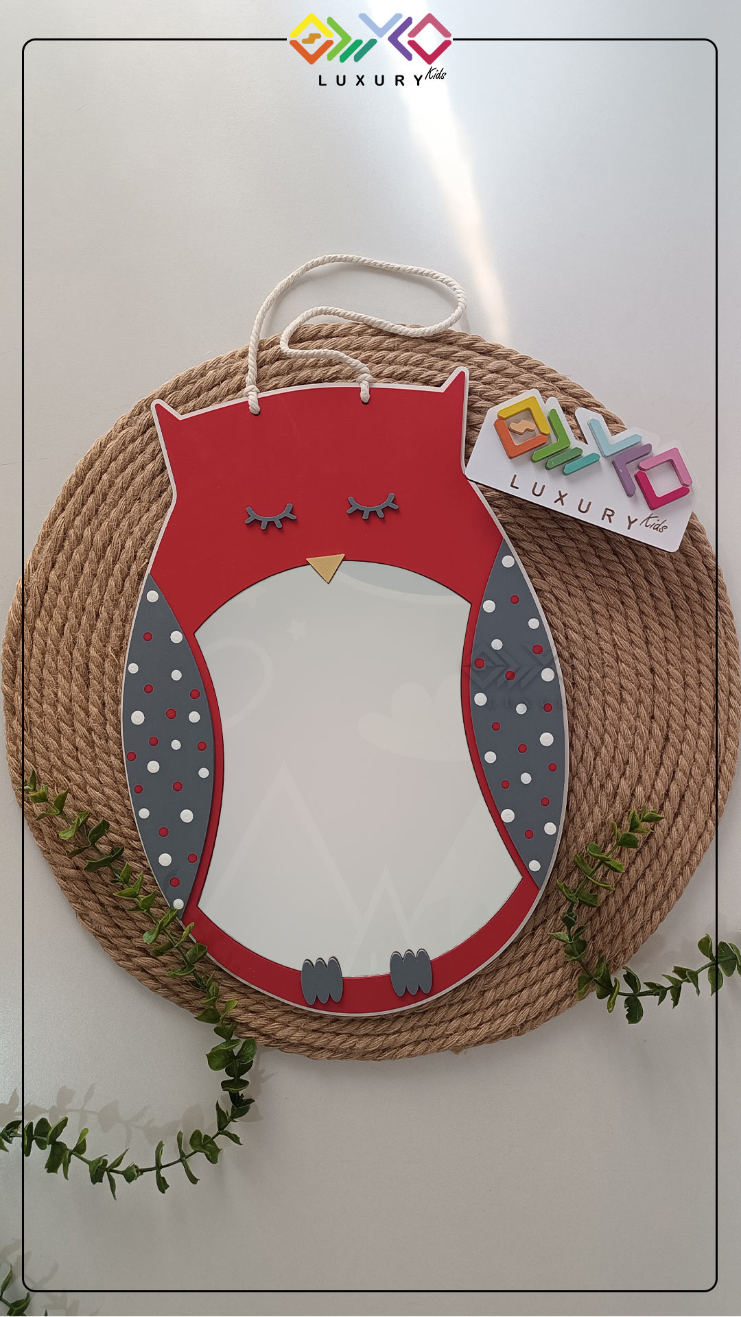 آینه دکوراتیو اتاق کودک ماوراء لاکچری طرح جغد MKIDS33