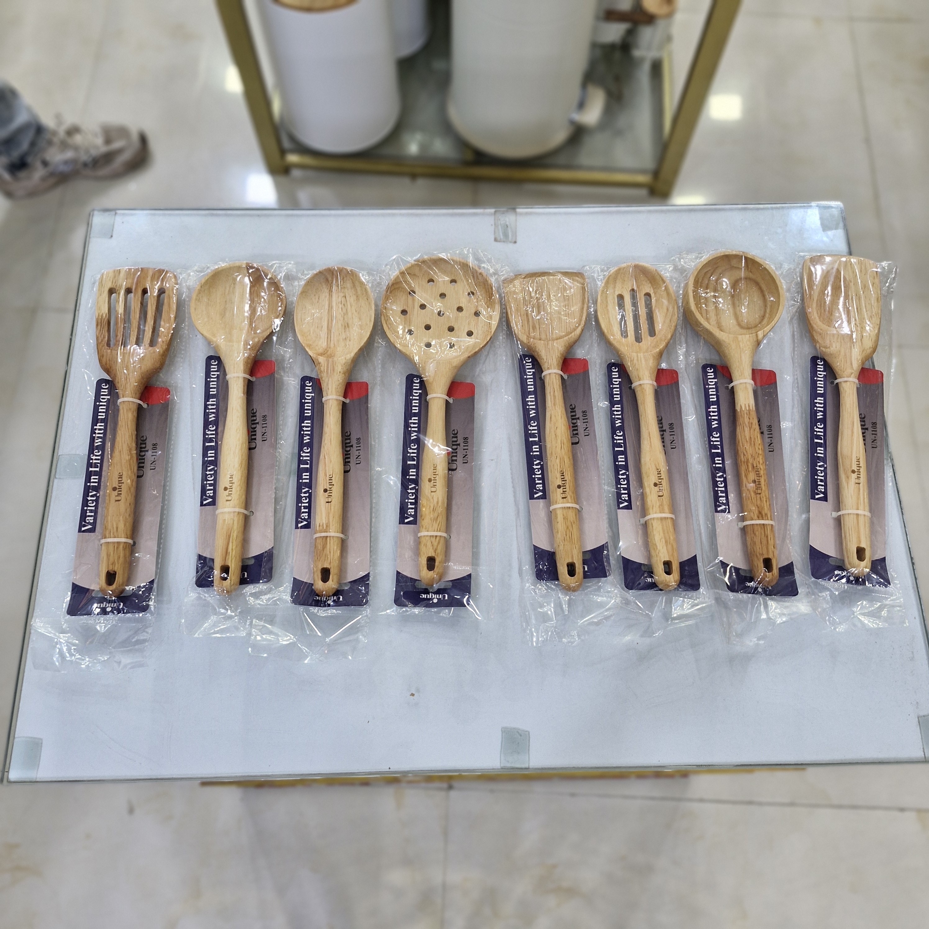کفگیر و ملاقه چوبی یونیک مدل UN-1112