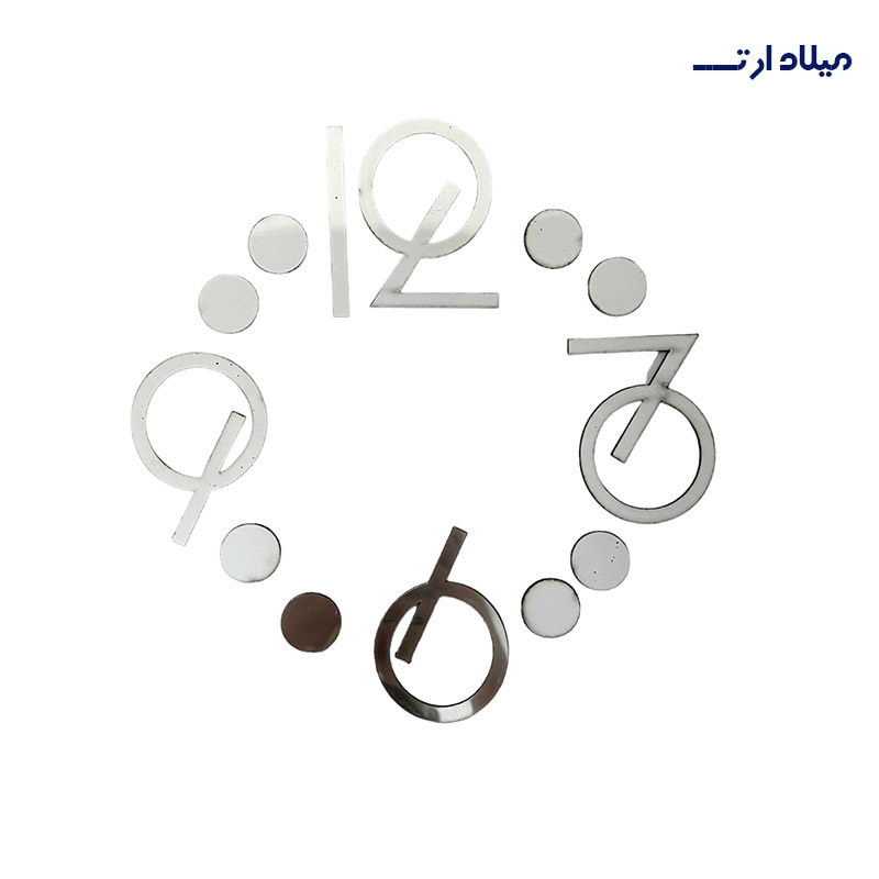 اعداد ساعت انگلیسی 9 سانت نقره ای 4 تایی با نشان گرد