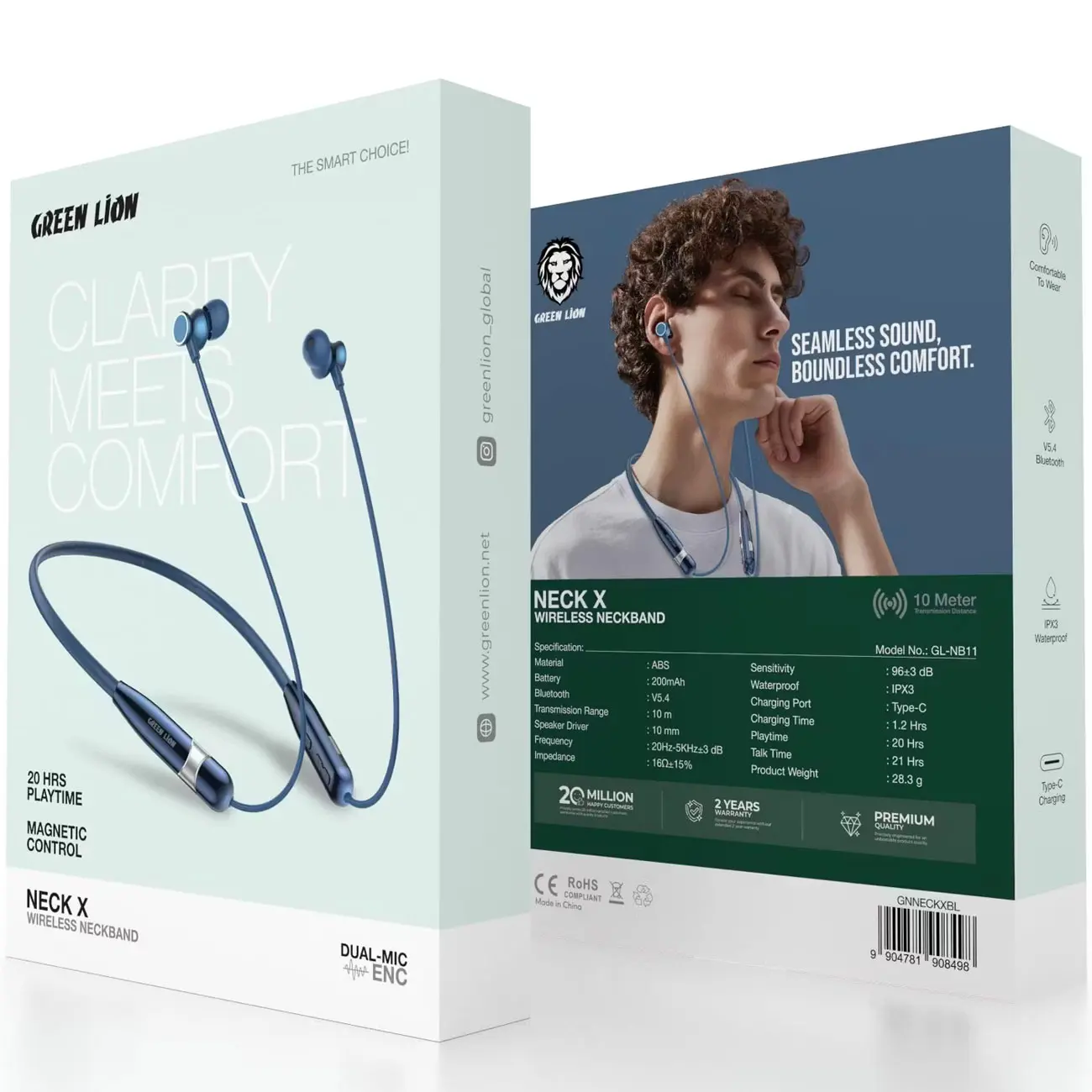 هندزفری گردنی بلوتوثی برند گرین لاین Green lion مدل GL-NB11-DUAL-MIC- کد PRO1104