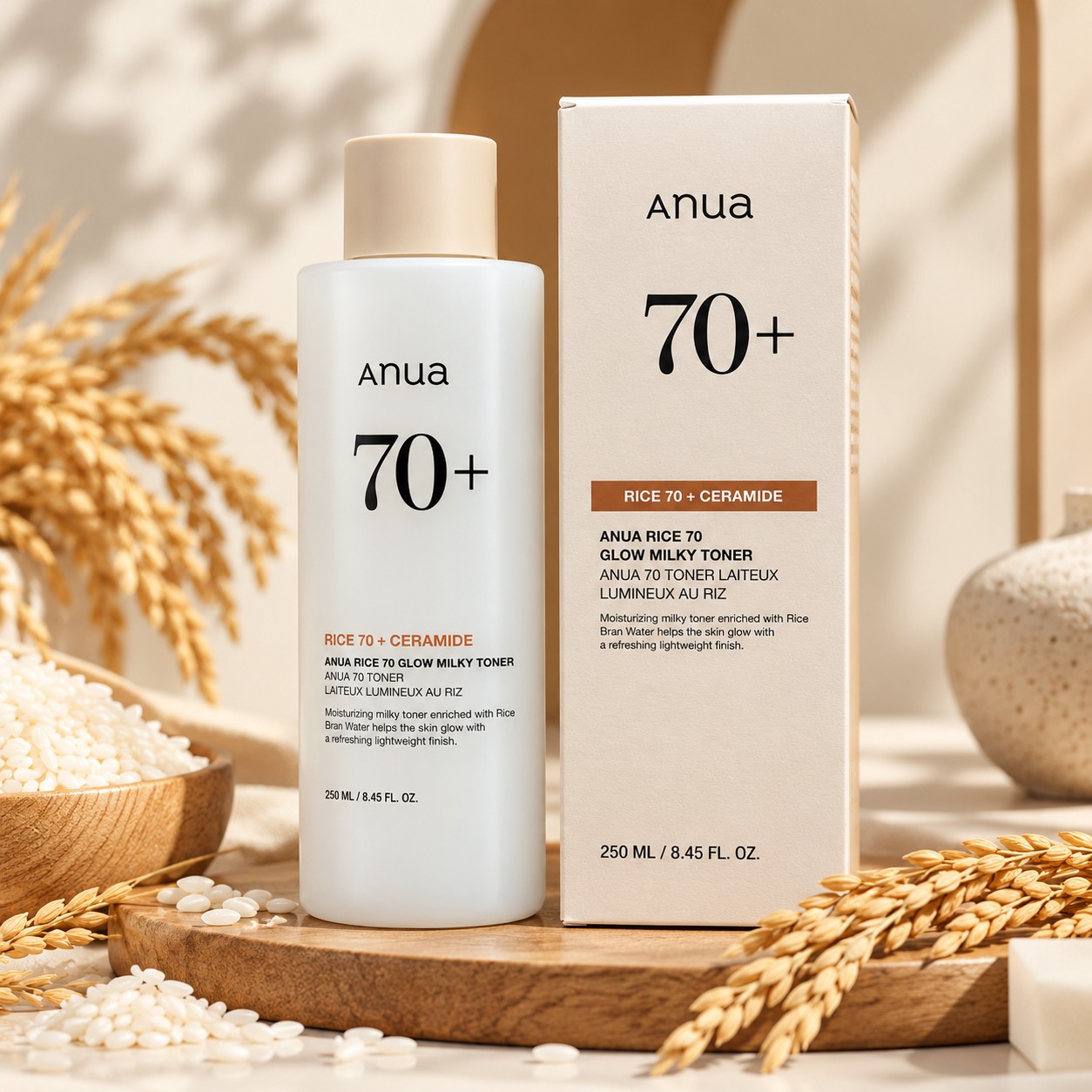 تونر شیری برنج 70 آنوا آبرسان و روشن کننده Anua Rice 70 Glow Milky Toner حجم 250 میل