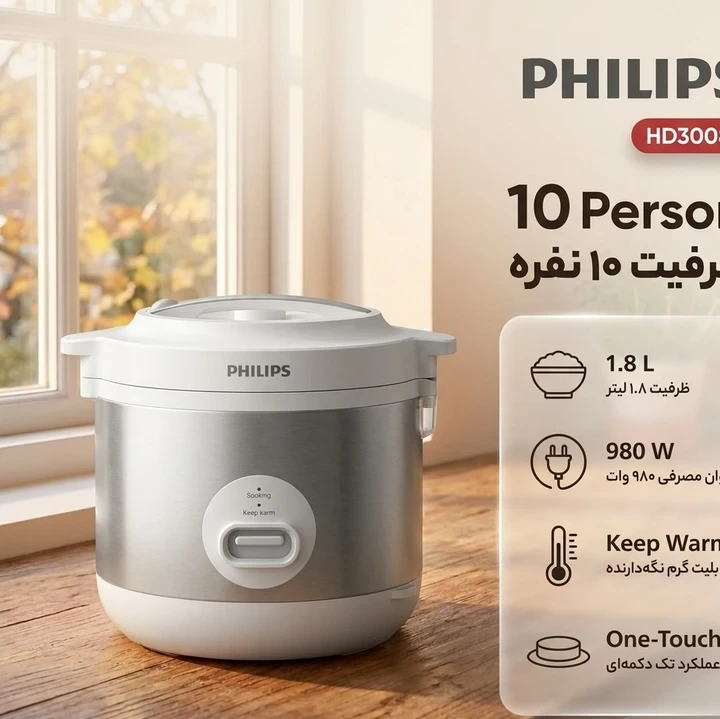 پلوپز 10 نفره فیلیپس مدل HD3008