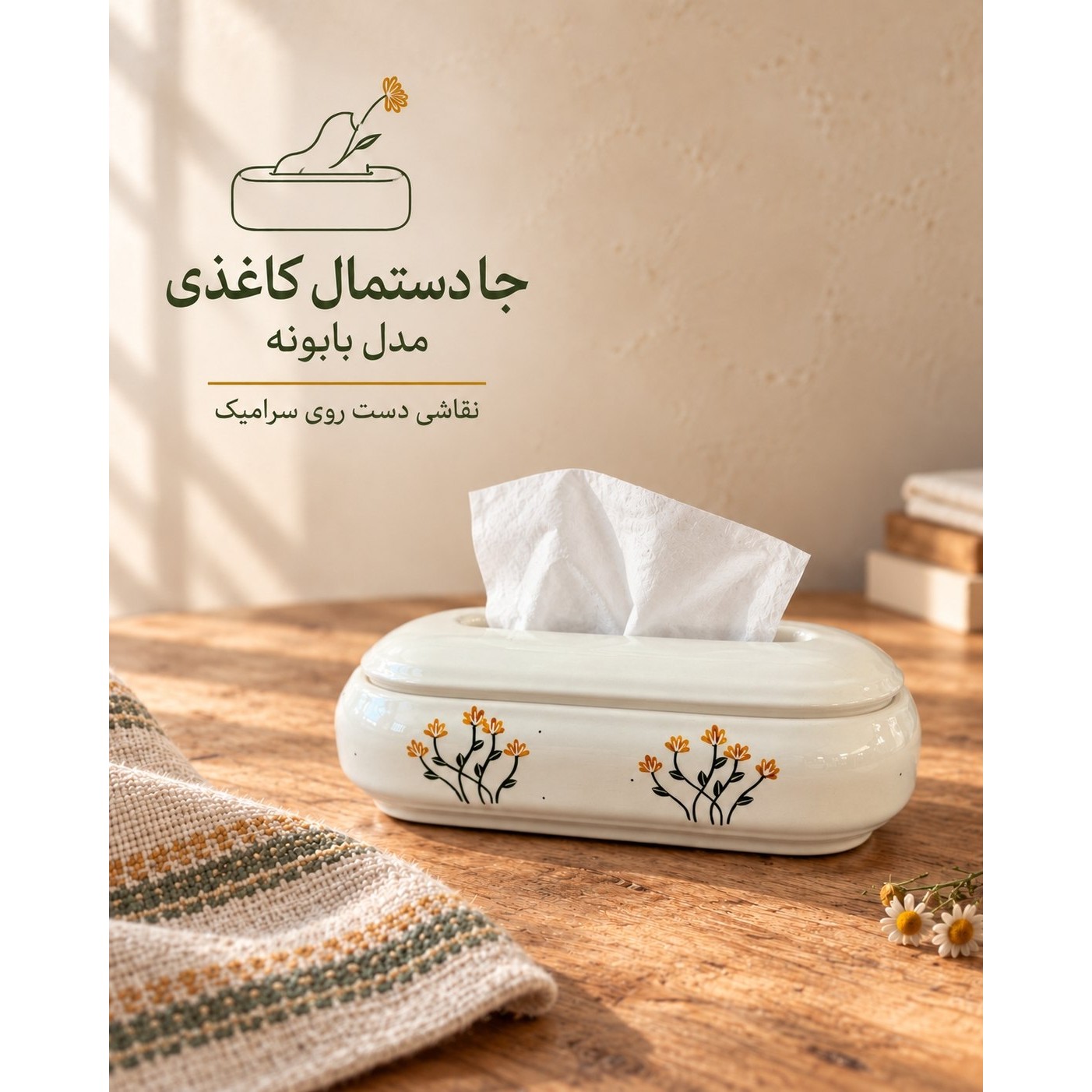جادستمال کاغذی سرامیکی بابونه