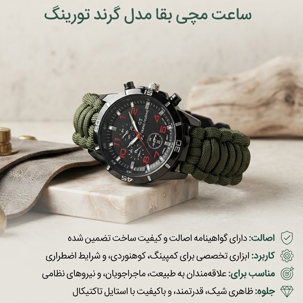 ساعت مچی بقا پاراکورد سبز باسلام