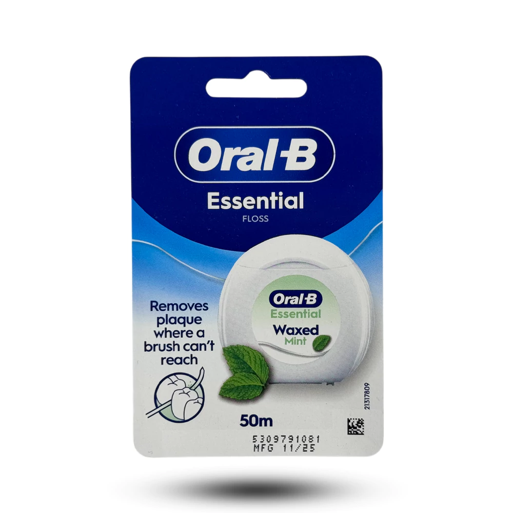 نخ دندان اورال بی مدل Essential Floss Waxed Mint مومدار با طعم نعناع 50 متر