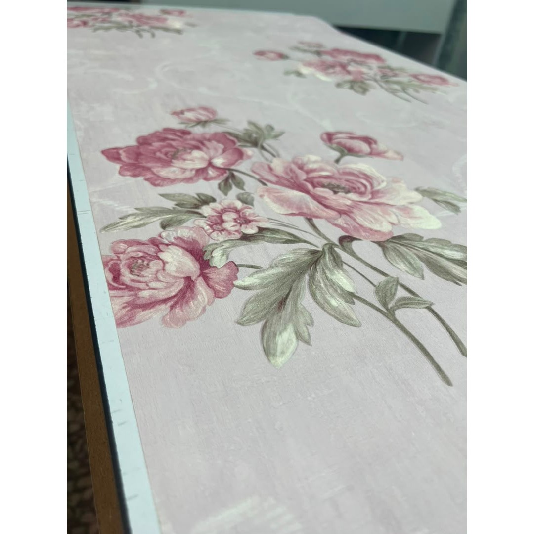 کاغذ دیواری گلدار برجسته صورتی وارداتی کد 17448