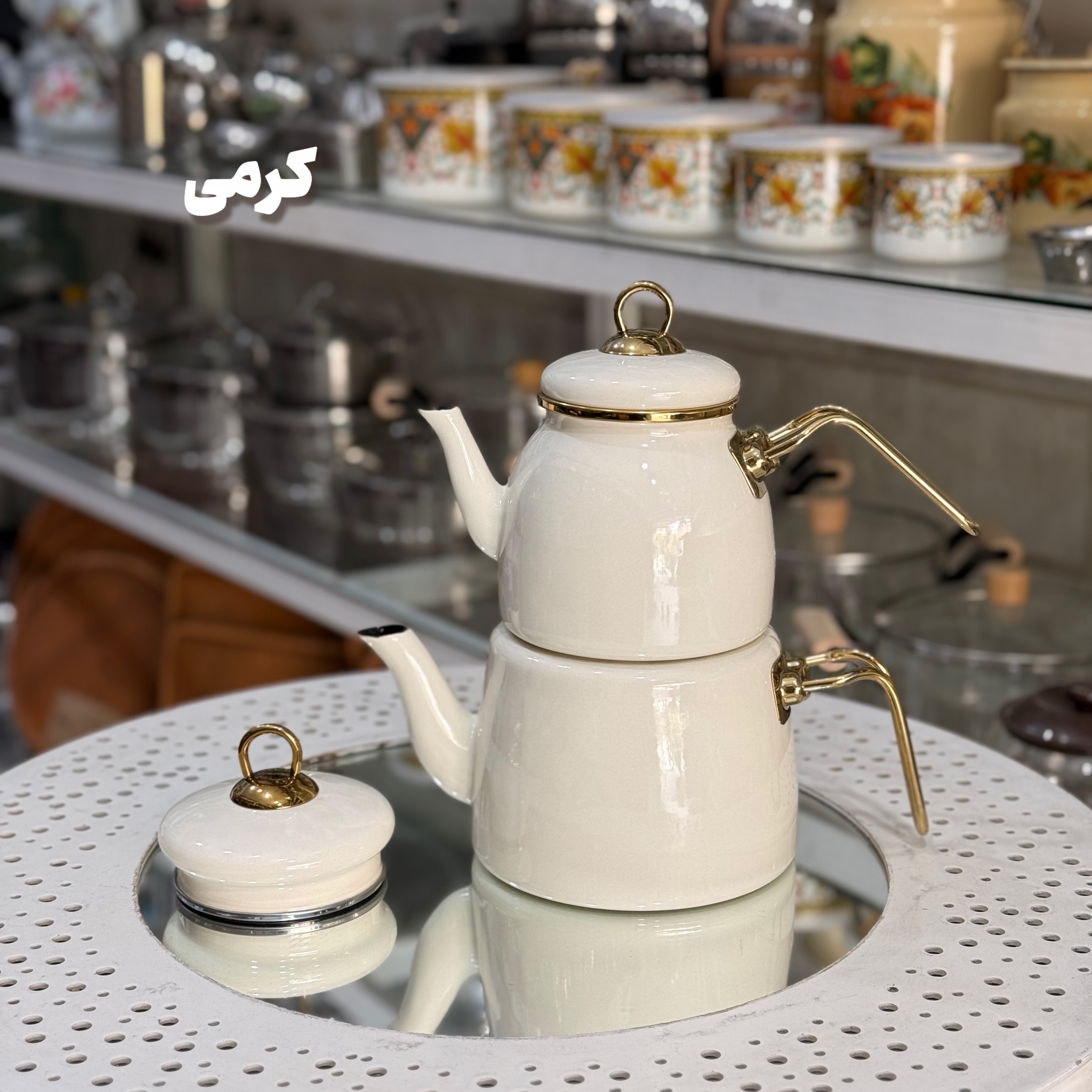 ست کتری قوری لعابی در 4 طرح 