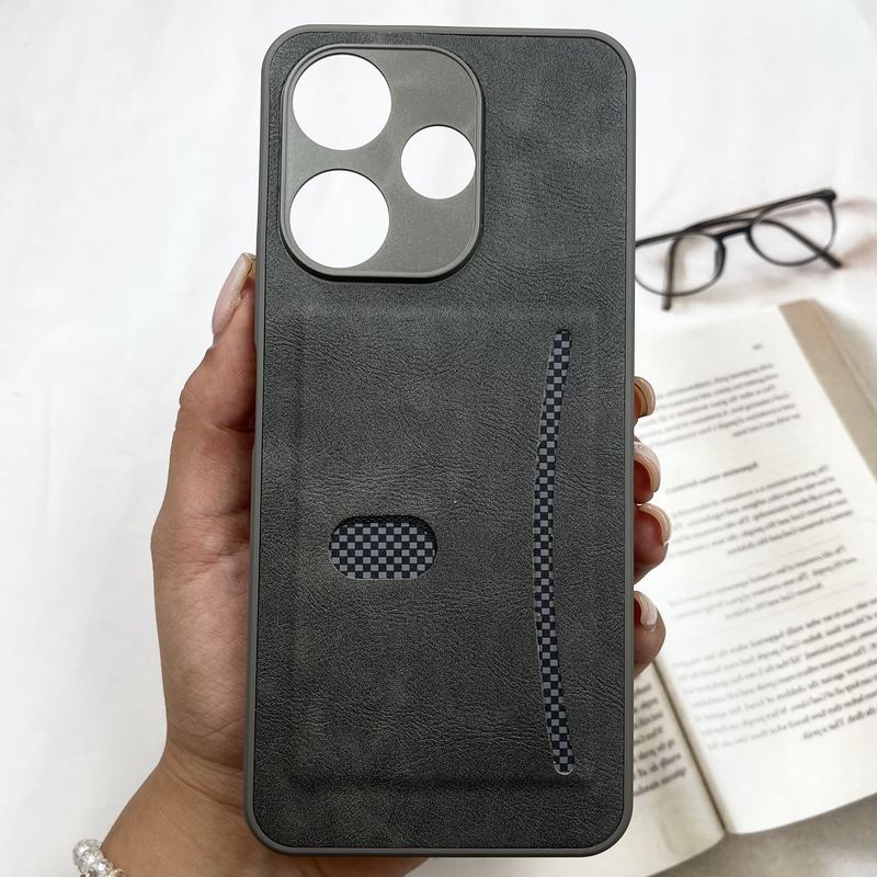 قاب گوشی Redmi 13 / Redmi 13x / Poco M6 4G شیائومی Smart Wallet جاکارتی چرم اورجینال کربن اسپرت محافظ لنز دار تیتانیوم ک