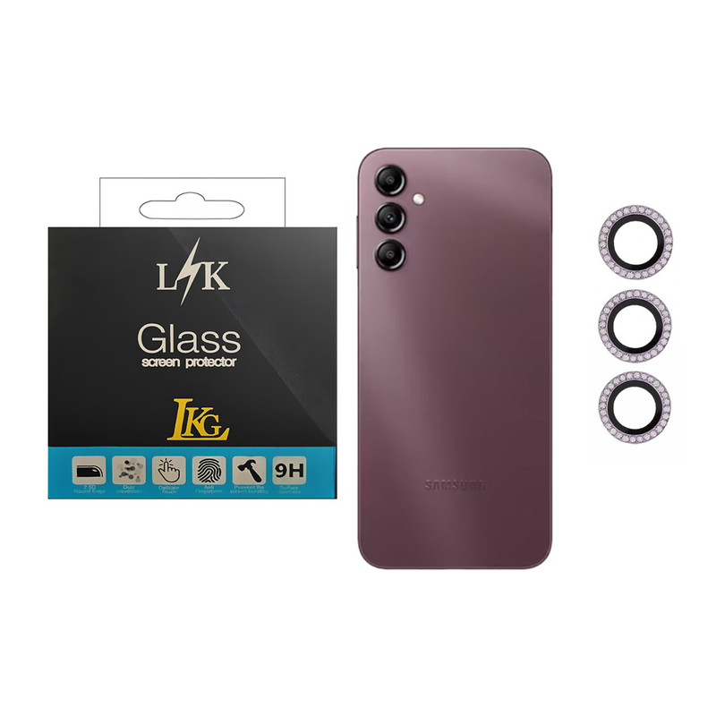 محافظ لنز دوربین ال کا جی مدل نگین دار مناسب برای گوشی موبایل سامسونگ Galaxy A14 4G - با بهترین کیفیت