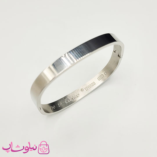 دستبند مردانه مدل کارتیه مربعی استیل نقره ای رنگ کد 450