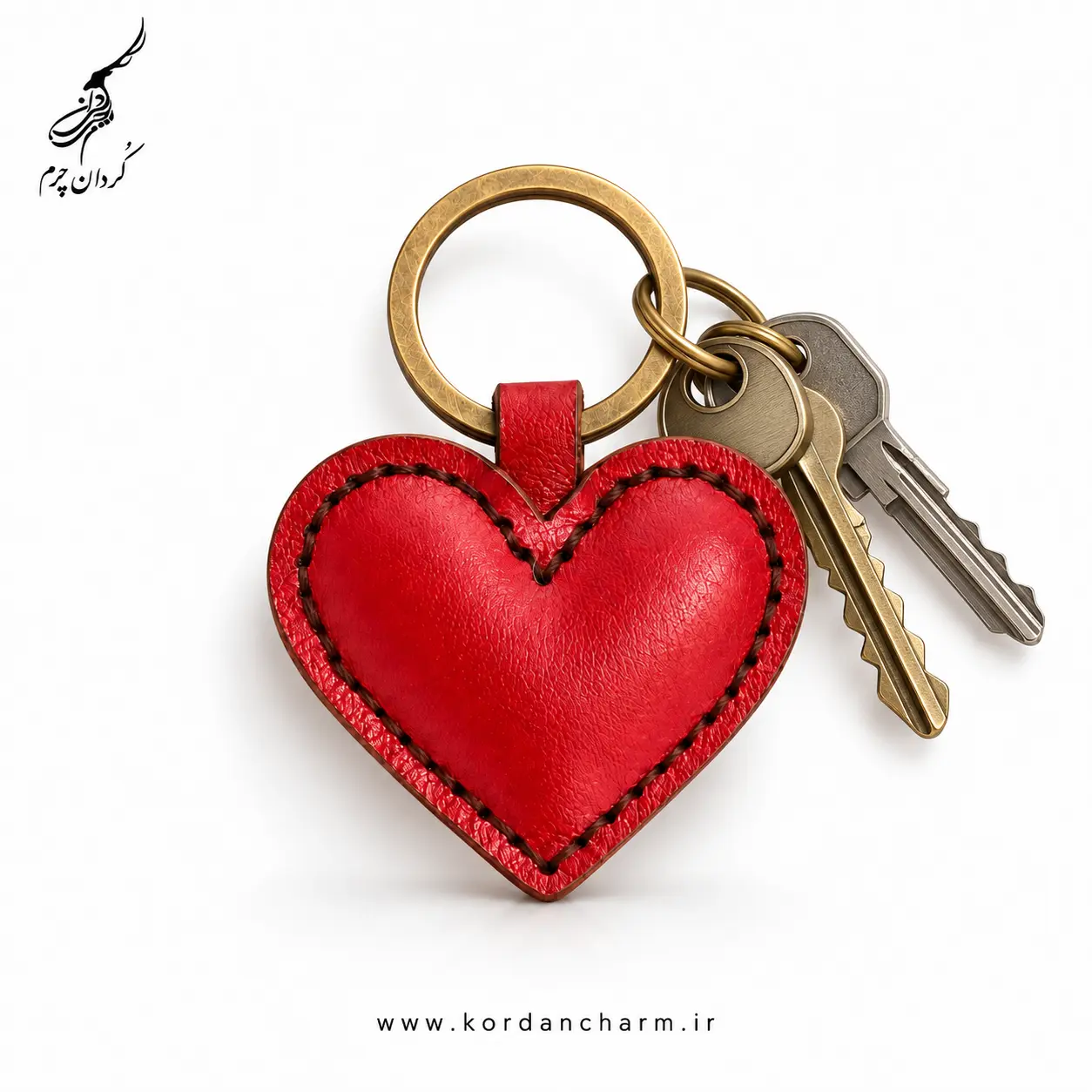 دسته کلید چرم قلبی