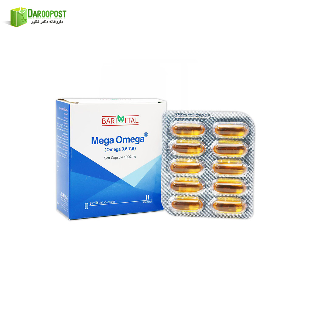 سافت ژل مگا امگا 1000 میلی گرم 9 7 6 3 باریویتال 30 عددی