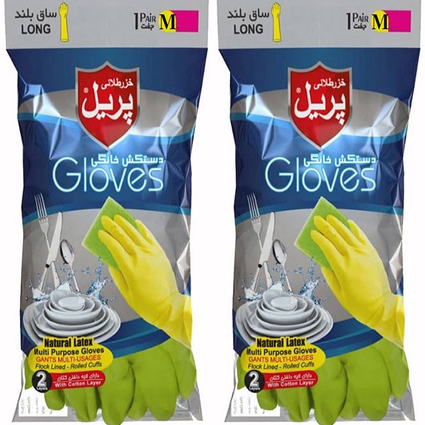 دستکش آشپزخانه خزر طلائی پریل مدل M-L بسته 2 عددی