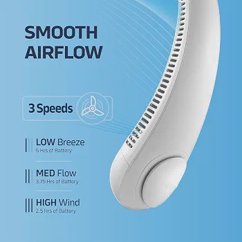 پنکه گردنی بدون پره Vaneless مدل Hanging Neck Fan شارژی USB، قابل حمل و بدون نیاز به دست