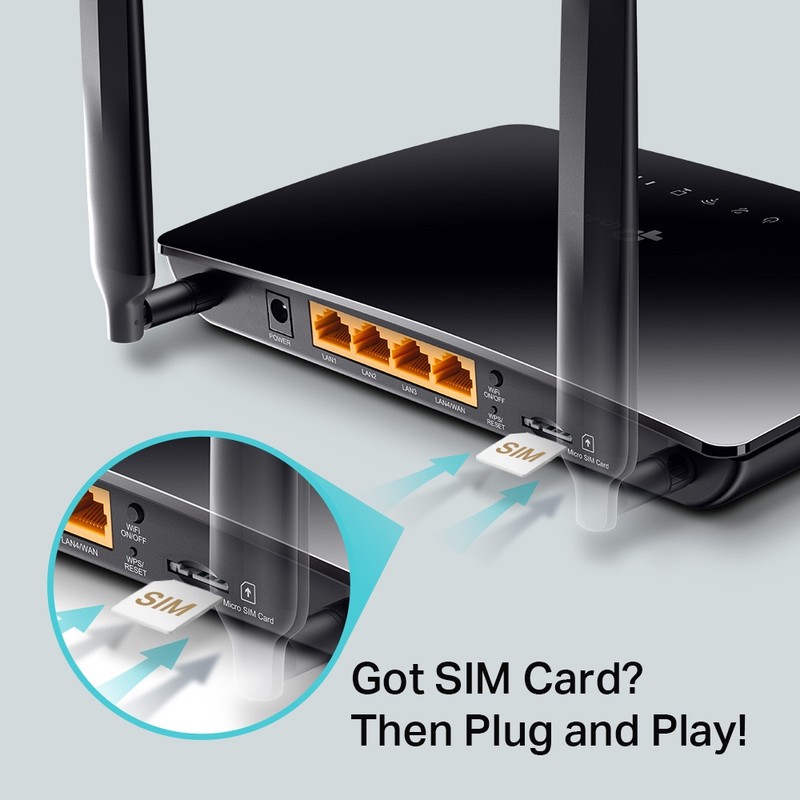 روتر 4G LTE خانگی و اداری تی پیلینک مدل TL-MR6400 V5 با دو آنتن خارجی، فرکانس 2.4 گیگاهرتز، سرعت 300 مگابیت بر ثانیه،...