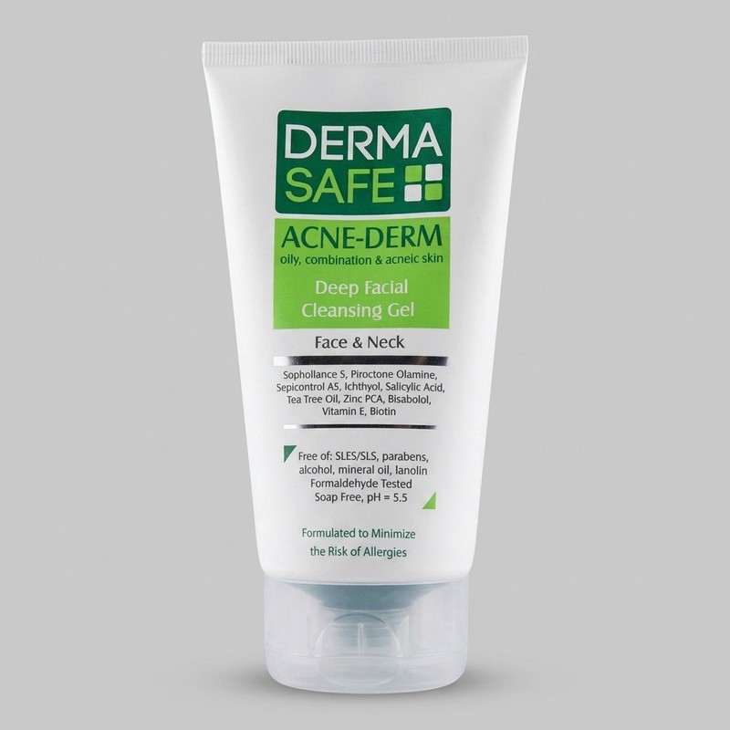 رز کالا ژل شوینده صورت درماسیف سری Acne Derm مدل Deep Facial حجم 150 میلیلیتر
