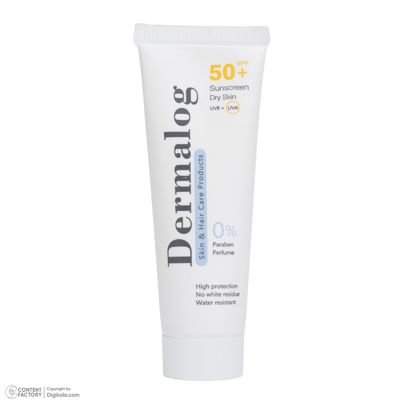 کرم ضد آفتاب بیرنگ صورت درمالوگ SPF 50 مدل 01 محافظ در برابر اشعه UVA و UVB مناسب برای پوست خشک حجم 50 میلیلیتر