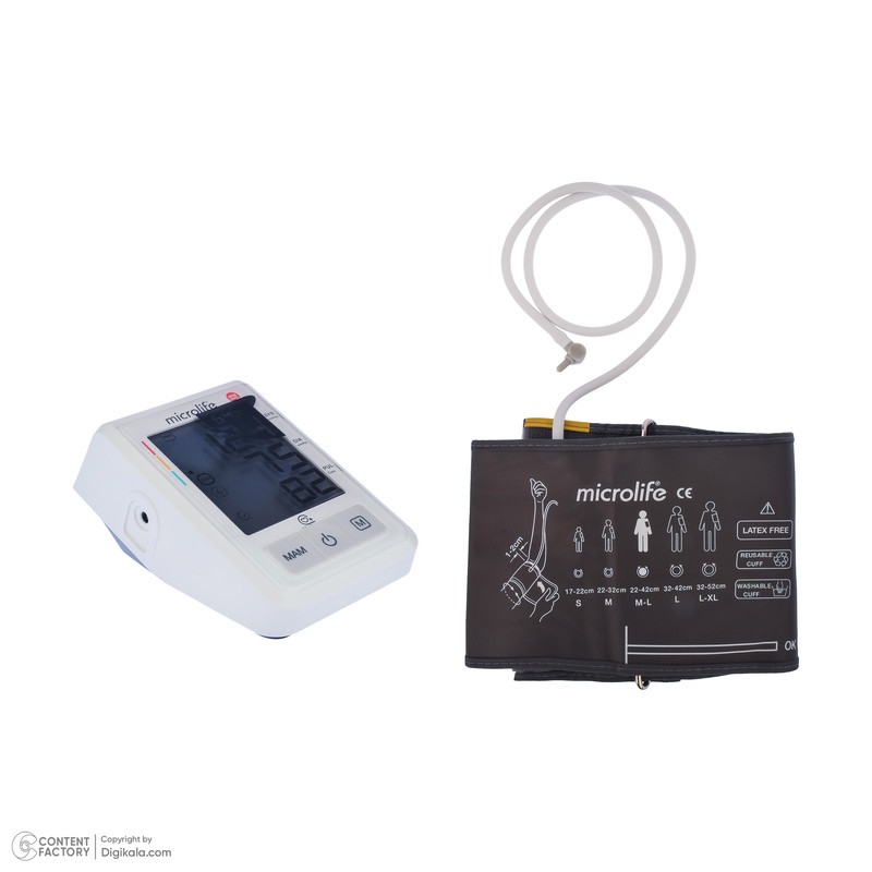 فشارسنج بازویی دیجیتال مایکرولایف مدل BP-B3 با حافظه ذخیره نتایج، مناسب بازو 22 تا 42 سانتی متر، منبع تغذیه باتری و ه...جدید