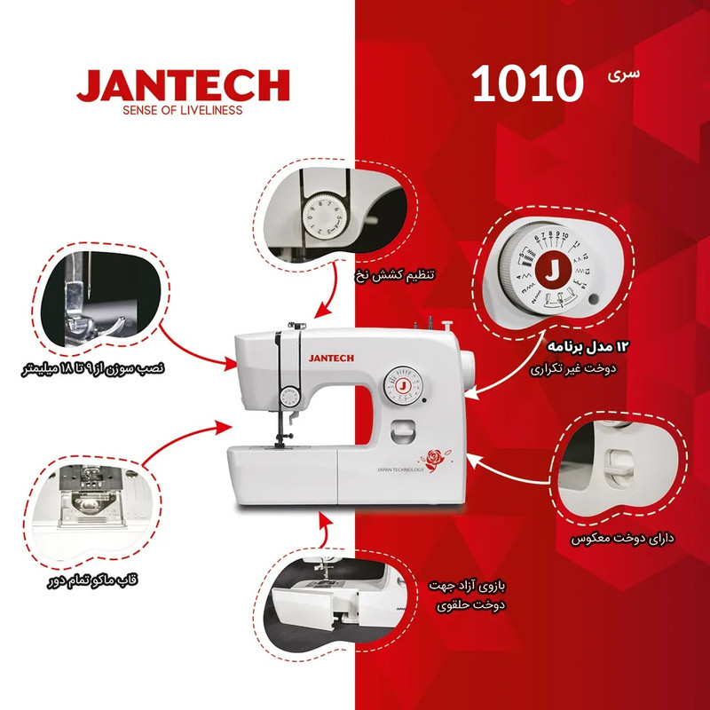 چرخ خیاطی خانگی جانتک مدل 1010جدید