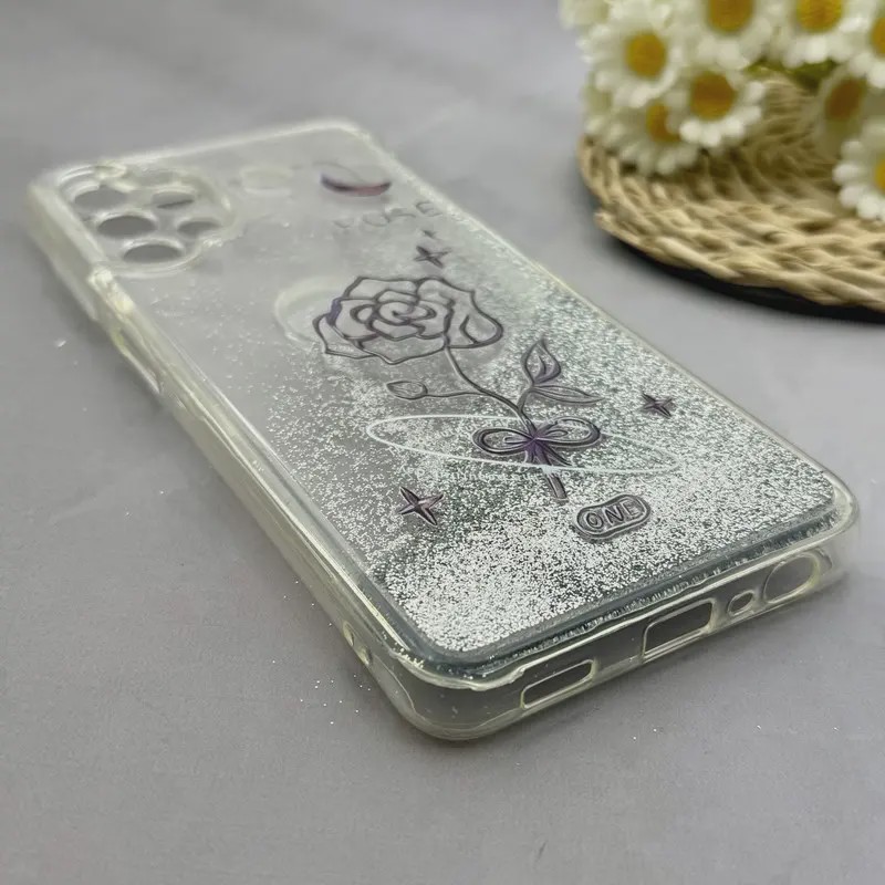 قاب گوشی Galaxy A13 4G سامسونگ اکلیلی فانتزی آکواریومی لاکچری محافظ لنزدار طرح گل کد 153418