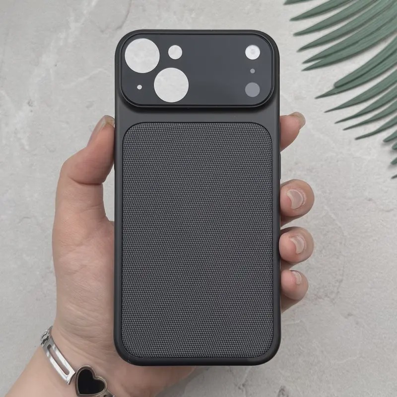 قاب گوشی iPhone 13 آیفون تبدیل سری 17 Tech Woven Case پشت سخت جیر محافظ لنز دار شیشه ای مشکی کد 166719