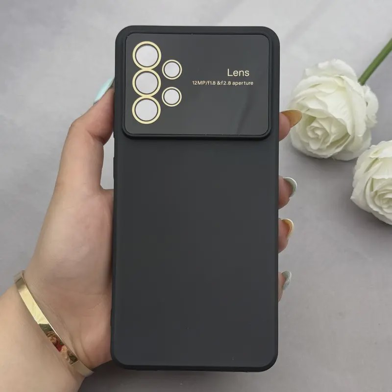 قاب گوشی Galaxy A52 4G - A52 5G - A52S سامسونگ سیلیکونی Camera Lens زیر بسته طرح 17 SERIES محافظ لنز دار مشکی کد E35-...