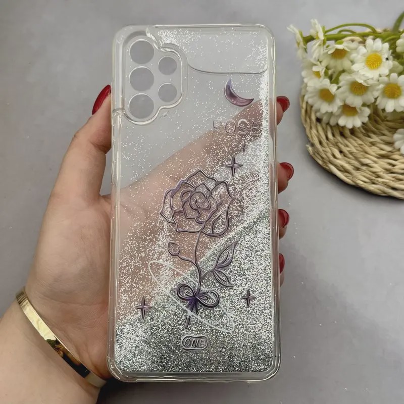 قاب گوشی Galaxy A13 4G سامسونگ اکلیلی فانتزی آکواریومی لاکچری محافظ لنزدار طرح گل کد 153418