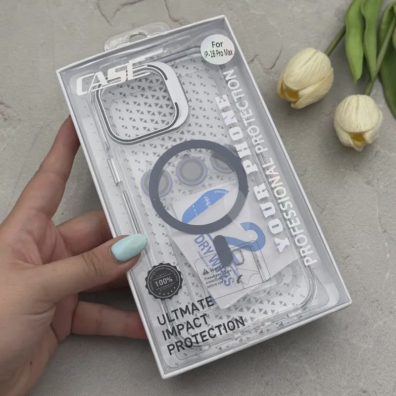 قاب گوشی iPhone 16 Pro Max آیفون Ultimate Case اورجینال طلقی مگ سیف دار استندشو محافظ لنزدار رینگی سرمه ای کد E61-163643