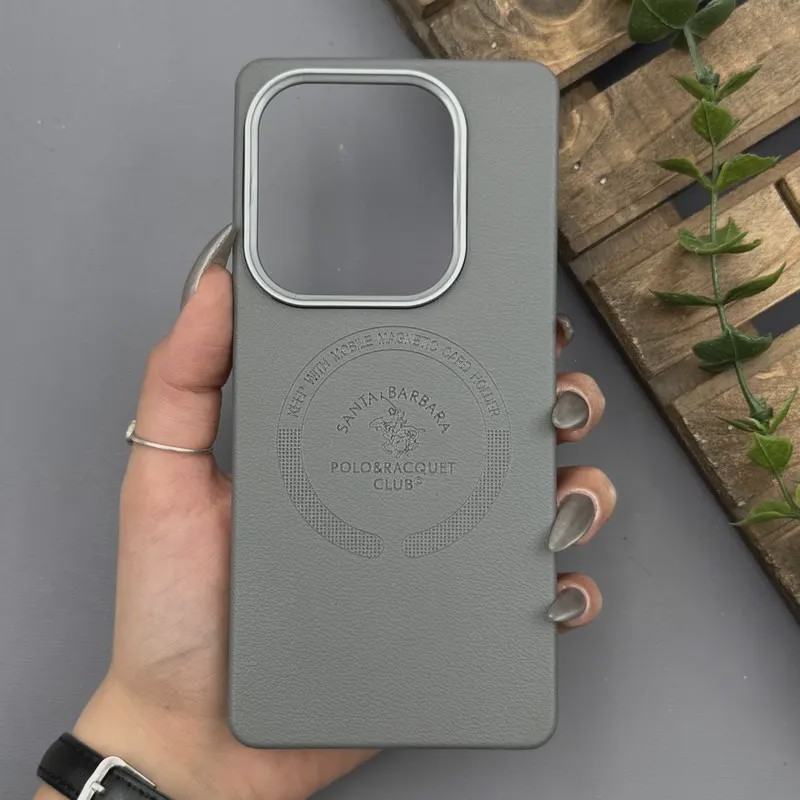 قاب گوشی Redmi Note 13 Pro 4G - Poco M6 Pro 4G - Redmi Note 14S شیائومی لدر دیزاین پولو Leather Design Polo طوسی کد E...