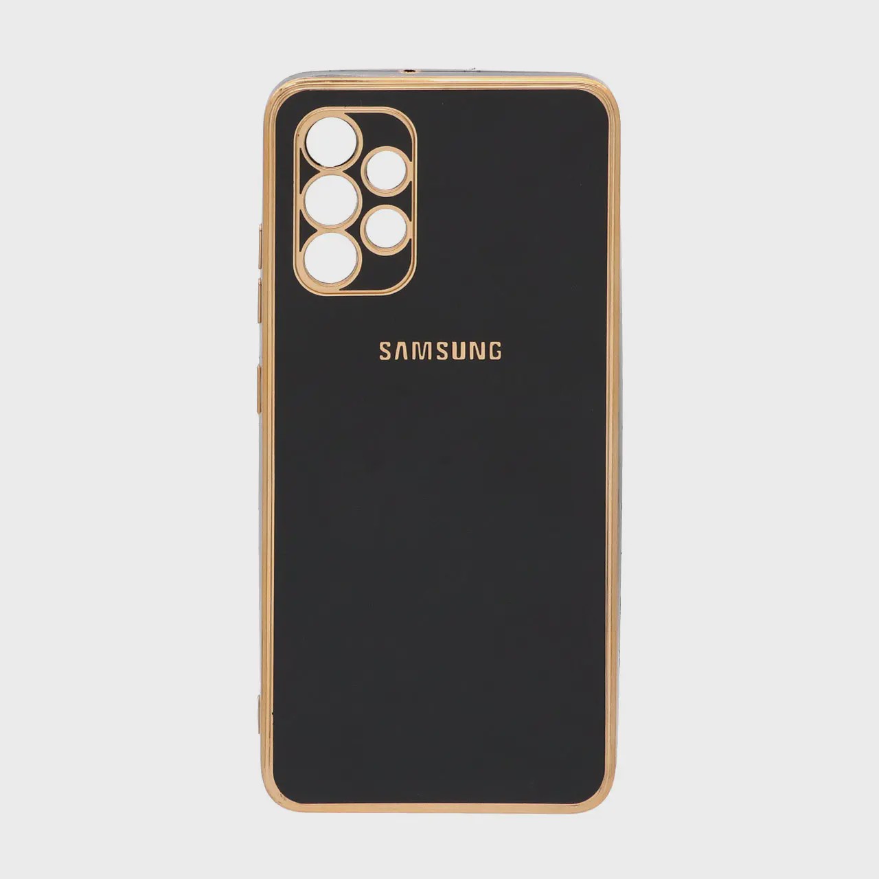 قاب گوشی Galaxy A32 4G سامسونگ طرح ژله ای مای کیس گلد لاین دور طلایی محافظ لنز دار مشکی کد 99818