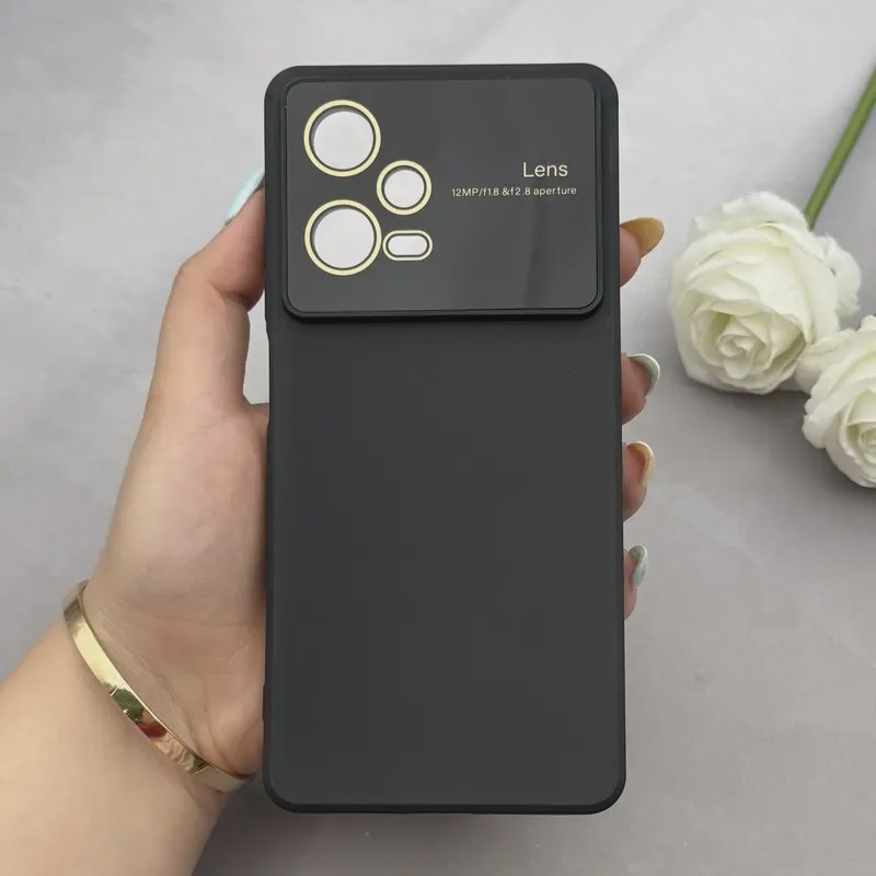 قاب گوشی Redmi Note 12 Pro 5G شیائومی سیلیکونی Camera Lens زیر بسته طرح 17 SERIES محافظ لنز دار مشکی کد E35-163411