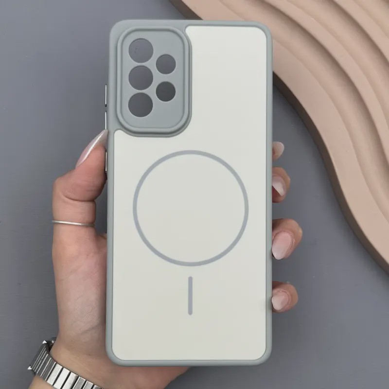 قاب گوشی Galaxy A52 4G - A52 5G - A52S سامسونگ PVD CASE مات دور سیلیکونی طرح مگسیف محافظ لنزدار خاکستری کد 1003131