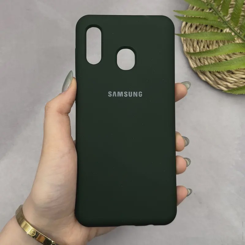 قاب گوشی Galaxy A20 - A30 سامسونگ سیلیکونی اورجینال پاک کنی سورا SORA درجه یک زیربسته سبز تیره کد 165372