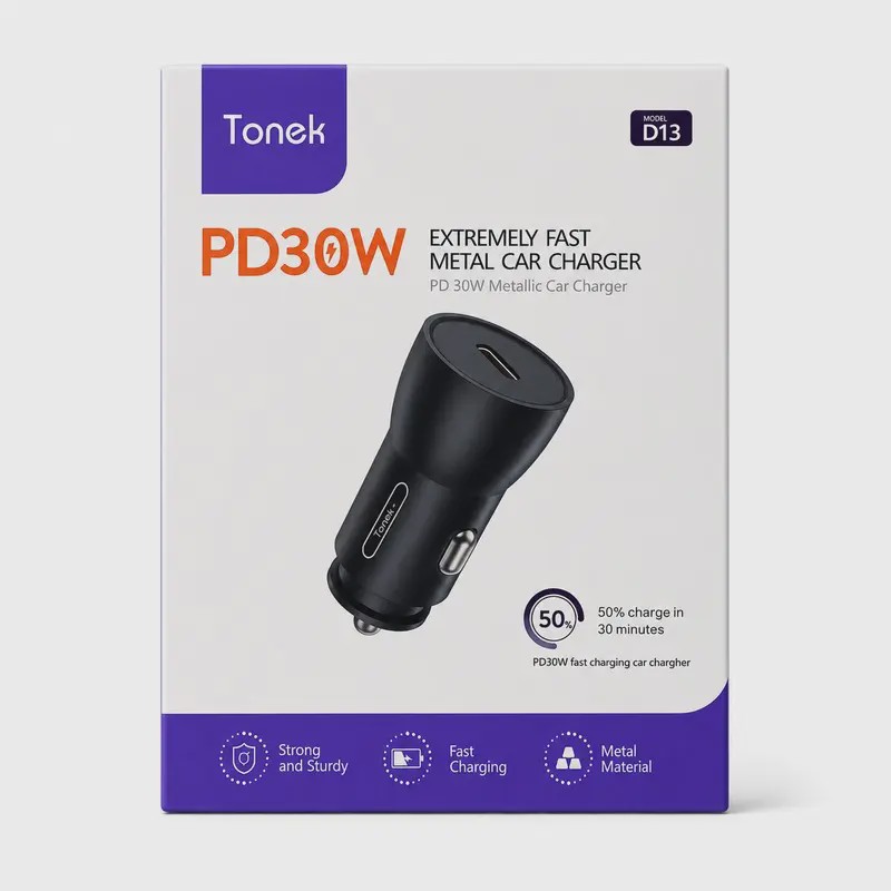 شارژر فندکی تونک D13 مدل 30 وات PD فلزی کد Z12-140620