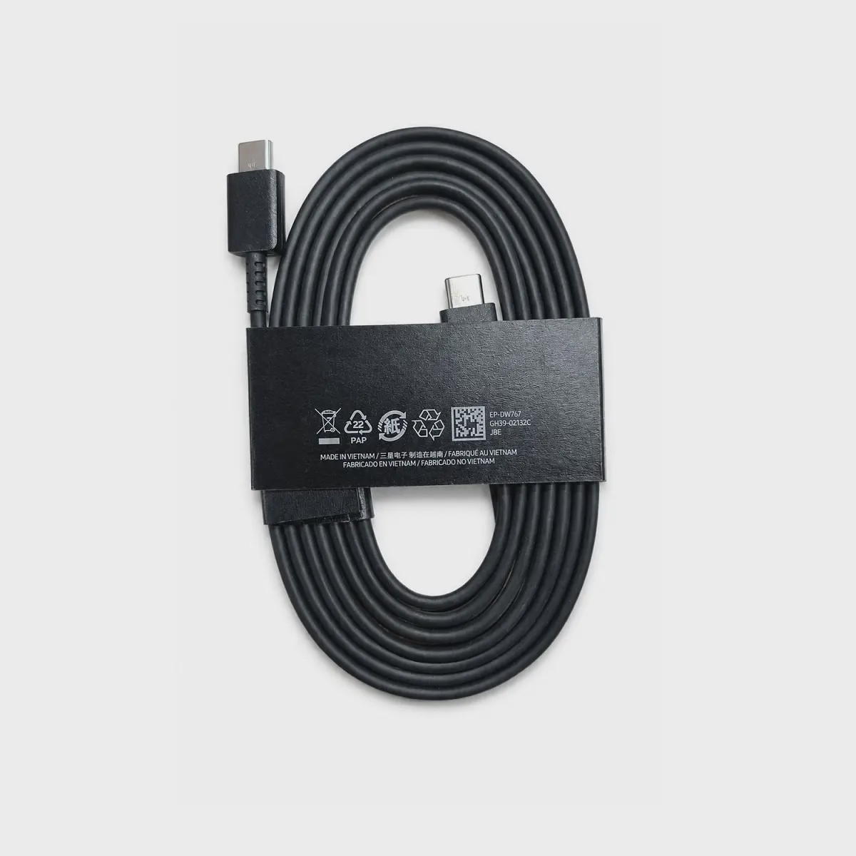 کابل اورجینال شرکتی USB-C به USB-C سامسونگ EP-DW767CH39-0213CJBE ویتنام Vietnam شیلد فلزی به طول 1 متر مشکی کد Z175-1...