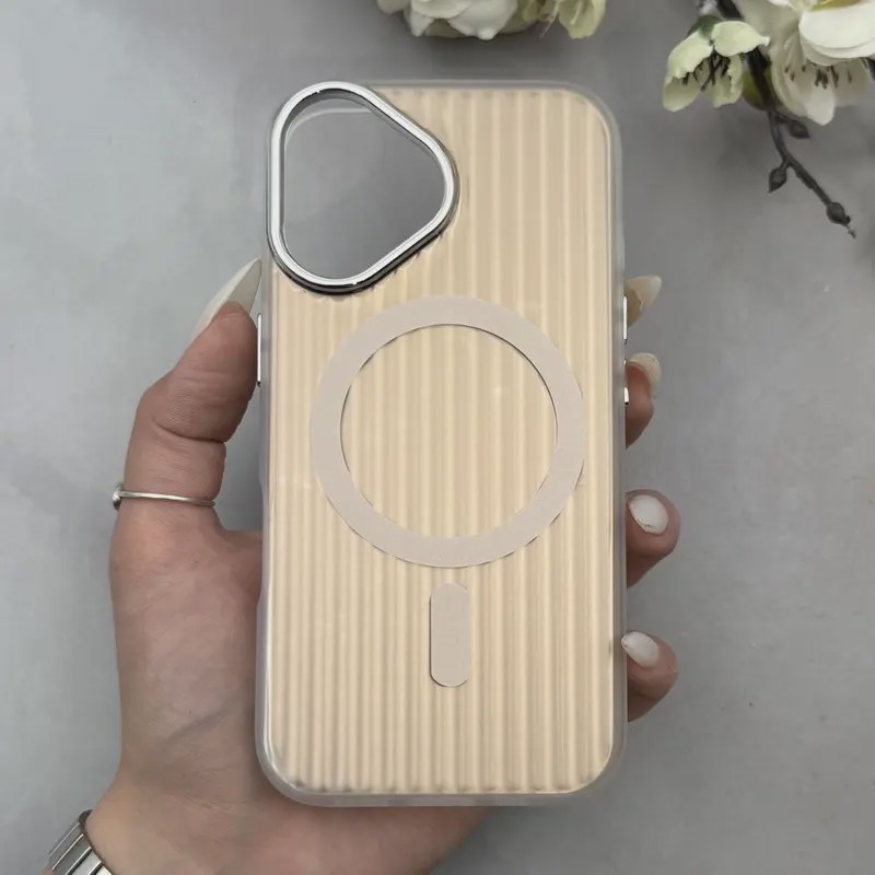 قاب گوشی iPhone 16 آیفون کرکره ای طرح مگ سیف Stripe Soft Wave لنز کرومی کد E42-166818