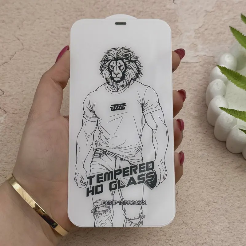 گلس گوشی iPhone 12 Pro Max آیفون شیشه ای براق بدون حاشیه Lion Big Curved ARC Glass اورجینال کد 98391