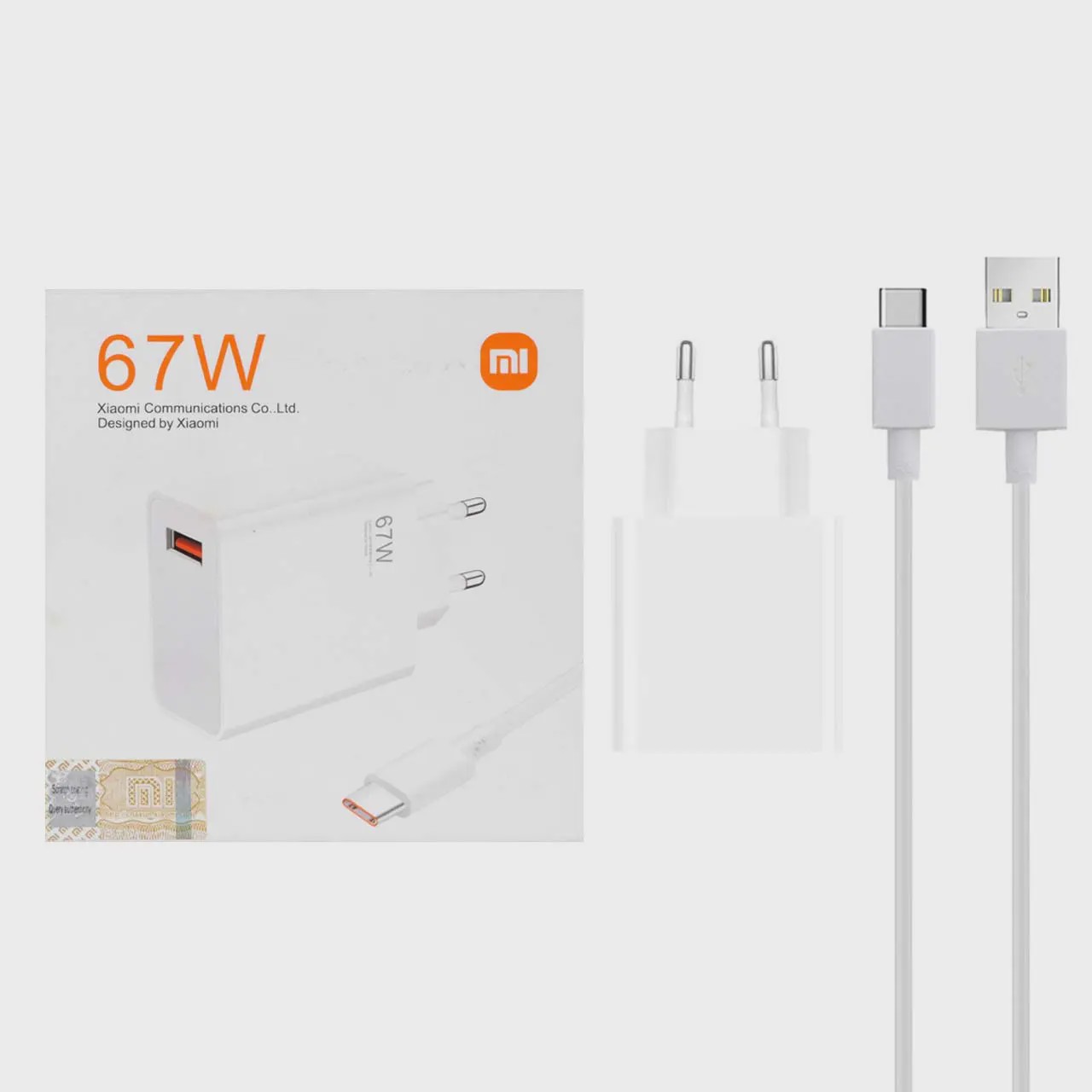 شارژر دیواری 67 وات شیائومی مدل MDY-12-ES 67W اورجینال توربوشارژ دارای ریزشمارنده به همراه کابل USB-C کد 130100