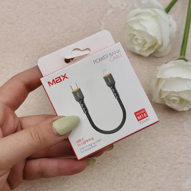 کابل شارژ فست پاوربانک Max Type-C To Lightning مدل M16 27W کد 140006