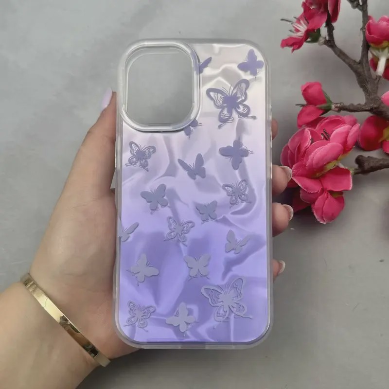 قاب گوشی iPhone 16 آیفون فانتزی براق IMD لیزری لاکچری سخت HARD طرح پروانه کد 112445