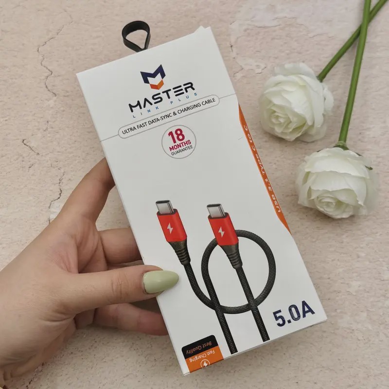 کابل شارژ فست MASTER Type-C to Type-C مدل ETM 002 - مشکی قرمز کد Z250-140028