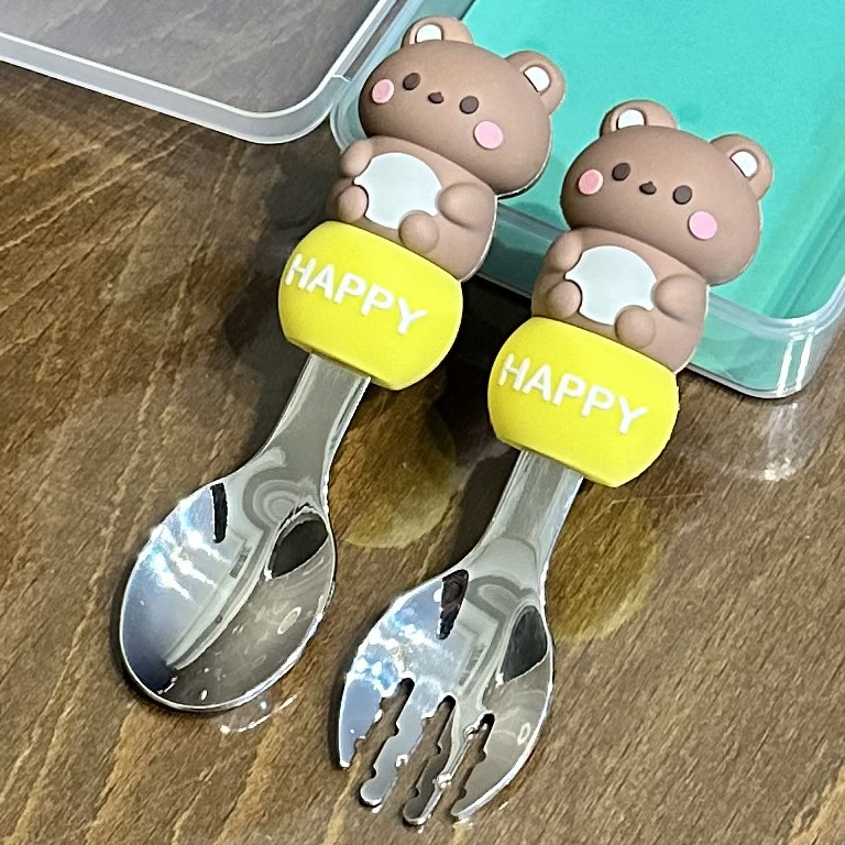 قاشق و چنگال کودک مدل Happy Bear کد 1001جدید