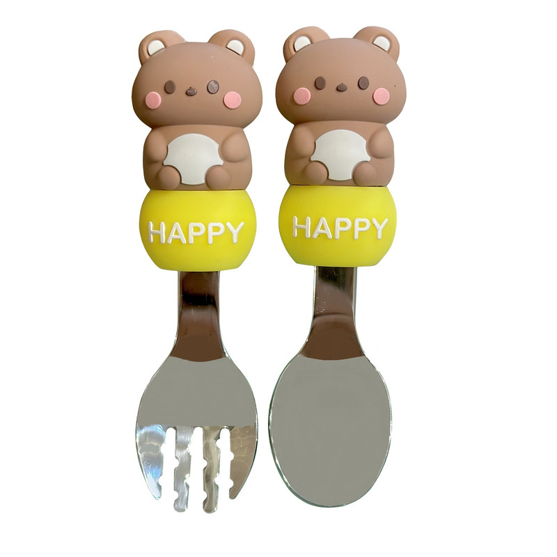 قاشق و چنگال کودک مدل Happy Bear کد 1001جدید
