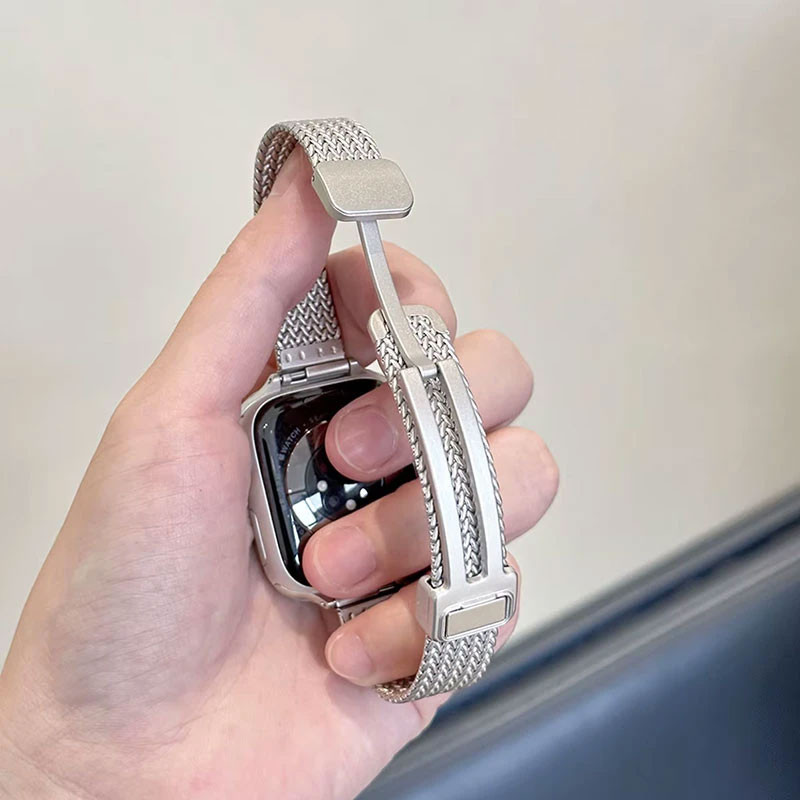 بند مسیر مدل Mesh Magnetic مناسب برای اپل واچ 46 میلی متری سری 10 11 12جدید